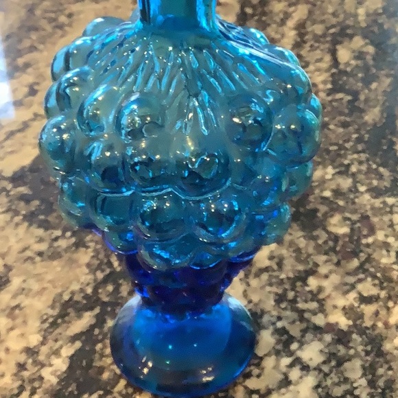 Vintage Grape Blue Glass Decanter - Picture 4 of 9